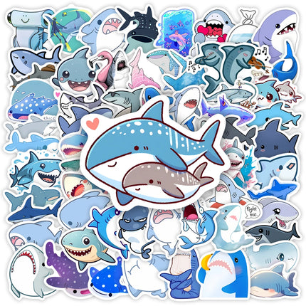 Cute Kawaii Cartoon Shark Stickers DIY Gift Toys Decal for Laptop Scrapbook Phone Luggage Bottles Waterproof Decorative