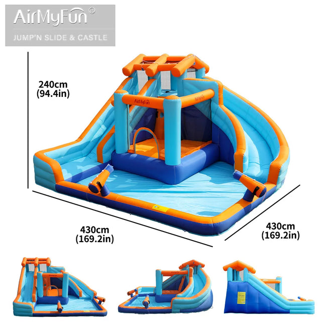 AMF Water Slide Bouncy Castle Inflatable Bounce House Water Play Castle Slide Trampoline Bobo Pool Castle with air pump blower