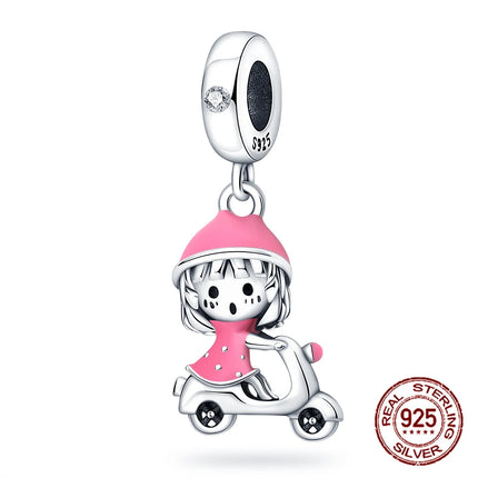 925 sterling silver boys and girls lovers pendant charms Fit 4MM hole diameter bracelet charm beads necklace Diy female jewelry