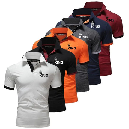 Summer new fashionable men's contrasting polo shirt, breathable short-sleeved casual men's lapel top