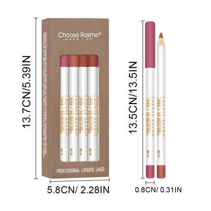 12PCS Matte Velvet Lipliner Set Superfine Smooth Durable Waterproof Brown Mixed With Easy Makeup Lip Makeup