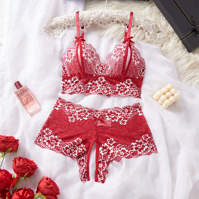 Lace Contrast Color Lingerie Bra And Panties Sets Underwear Set Women Suits