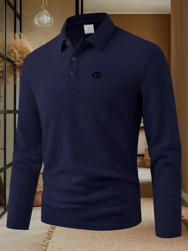 High end brand embroidered polo shirt men's fashionable long sleeved 2025 autumn comfortable breathable business casual T-shirt