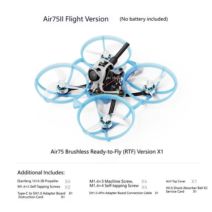 BETAFPV Air75 II RC Drone Lightweight Racing FPV Drone Matrix1S brushless flight control 5IN1 II,12A ESC VTX Boy Gifts Toys