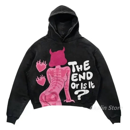 Explosions of New Harajuku Zipper Hooded Sweater Street Men and Women Retro Shirt Sweatshirt Gothic Jacket Hooded Couple Sweater