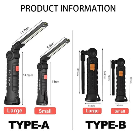 Multifunctional Folding Work Light Portable Rechargeable Flashlight Hook Magnetic Camping Light Outdoor Car Repair Emergency
