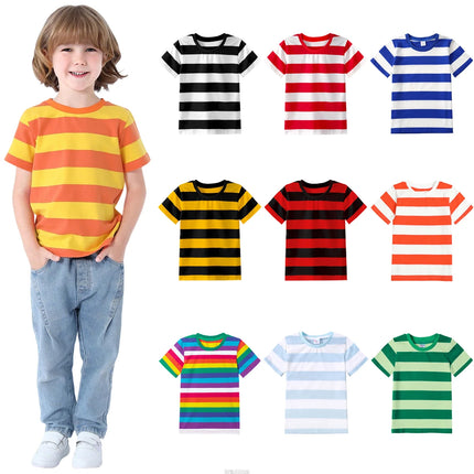 Kids Striped T-shirt Toddler T-shirt Boys Girls Cotton Short Sleeve Tops Children Summer Casual Tee Halloween Carnival Daily Wear