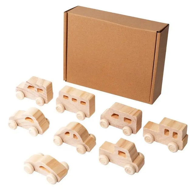 Children 3D Log Color Car Wooden Toys Montessori Educational Diy Painting Graffiti Learning Set Parish Drawing Toys For Children