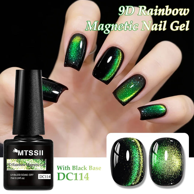 7ml 9D Rainbow Magnetic Gel Nail Polish Aurora Effect Nails Semi Permanent Soak Off UV LED Gel Varnish Nail Art Nail Supplies