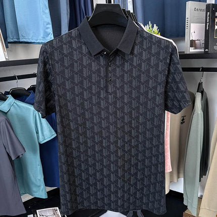 Men's Luxury Summer Short-Sleeved Polo Shirt Best Seller Jacquard Lapel Cool T-Shirt Ventilated Light Thin Leisure Men's Clothing Top