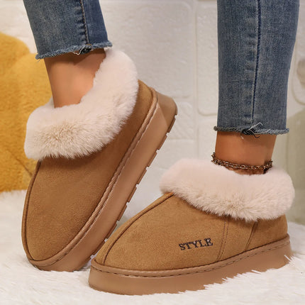 Women's Winter Fur Shoes Male Ankle Boots Platform Slippers Home Warm Fashion Outdoor Basis Thick Wool Wool Short Boots