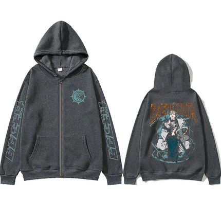 Anime Gachiakuta Zanka Merch Zipper Hoodie Men Fashion Cosplay Oversized Zip Up Jacket Unisex Fleece Cotton Zip Up Sweatshirts