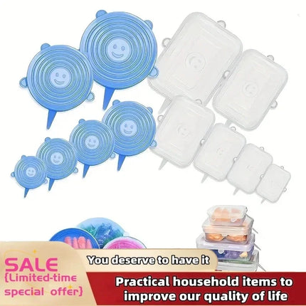 6pcs silicone lid Reusable Silicone Stretch Lids For Food Bowls - Multifunctional Fruit And Vegetable Fresh-Keeping Cover
