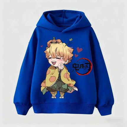 Autumn Fashion Casual Demon Slayer Warm Hoodie Anime Print Sportswear For Kids Boys Clothes Girls
