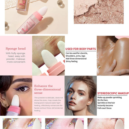 Fairy Powder Highlighter Stick High gloss glitter Shimmering Contour Blush for Brightening and Defining Your Features concealer