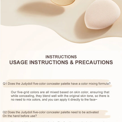 Judydoll 5-Color Concealer Palette, Salmon Tone for Dark Circles & Spots, Brightening & Perfecting Face, Smooth Coverage