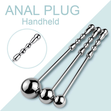 Metal hand-held ball anus plug, anal dilator anus toy, suitable for men and women, adult sex toy