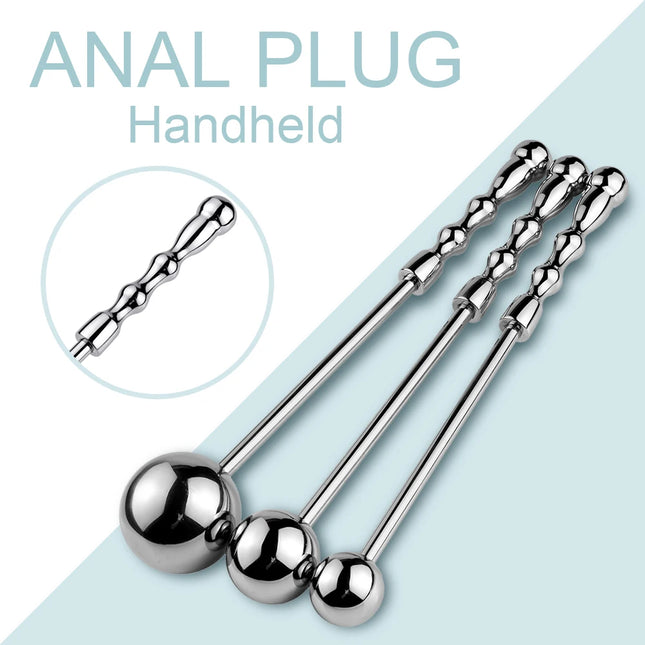 Metal hand-held ball anal plug, anal dilator anus toy, suitable for men and women, adult sex toy