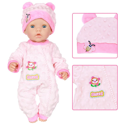 18Inch/45CM Baby Doll Cute Plush Bee Pajamas Hat Set (No Doll) Born Baby Doll Outfit Reborn Baby Doll Clothes Toy Wear Girl Gift