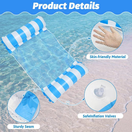 Water Hammock Foldable Lounge Chair,Suitable for Swimming Pool Parties and Beach Leisure Floating Beds with Net Backrest