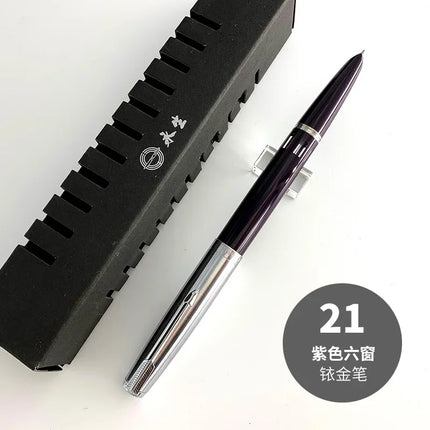 NEW Wingsung 601 Press Piston Fountain Pen Iridium EF/F Nib Steel Cap Vacumatic Resin Ink Pen School Stationery Office Supplies