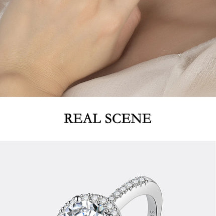 PERFANY Moissanite Ring For Women S925 Pure Silver Plated 18K White Gold Round Diamond Proposal Wedding High-end Jewelry