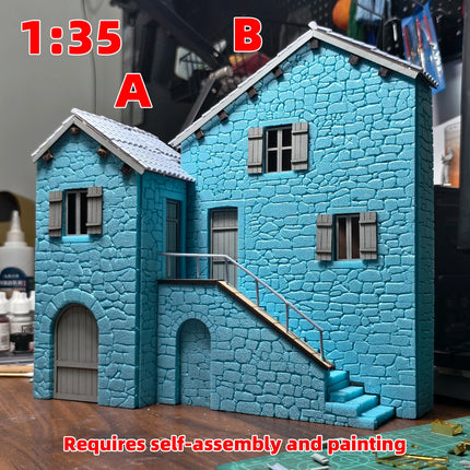 Assembly Architectural Miniature Building Architecture Stone Dwelling Old-World Stone Cottage House Diorama Scale Model Kit 1/35