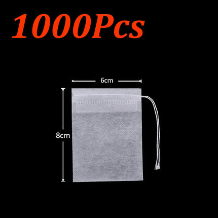 1000-100Pcs Disposable Tea Bags Empty Scented Tea Filter Bags Paper with Drawstring for Coffee Herb Loose Tea Kitchen Tools