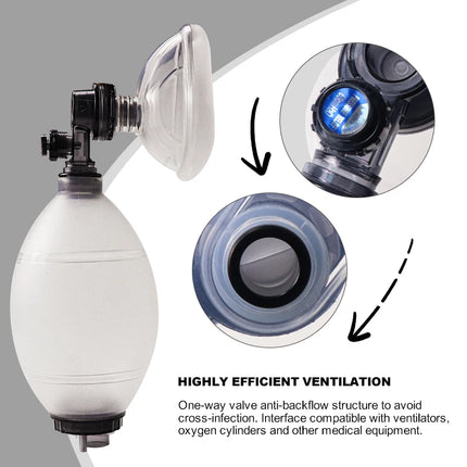 Califed Silicone Simple Respirator Adult/Child/Infant First Aid Manual Resuscitator Emergency Self-help Portable Rescue Tools