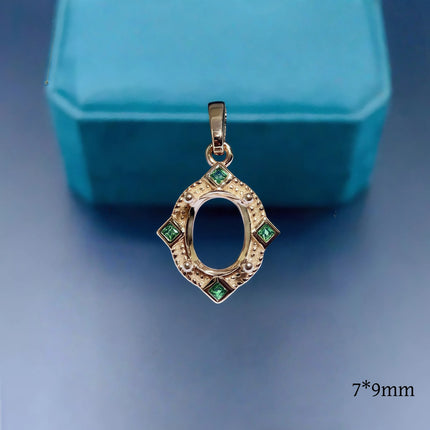 DIY Empty Pendant Holder S925 Sterling Silver Setting 7*9mm Ellipse Stone Design Fine Charm Weddings Jewelry Accessory for Woman
