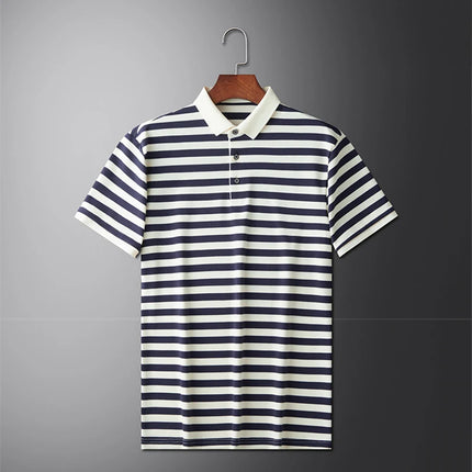 Summer Men's Short Sleeve Striped Polo Shirts Korean Fashion Casual Lapel Tee Shirt Man 2026 Golf Wear New Youth polos homme