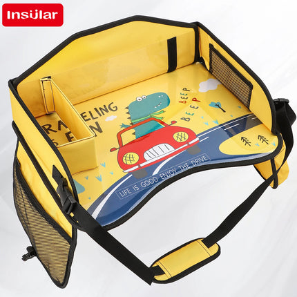 Child Travel Tray for Car Seat Waterproof Storage Mesh Pocket Large Capacity Painting Board Portable Safety Seat Vehicle-mounted