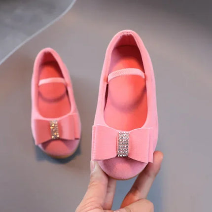 Little Girl Leather Shoes Simple Fashion Children Princess Shoes Solid Color Flats Causal Kids Versatile Bowtie Loafers Moccasin