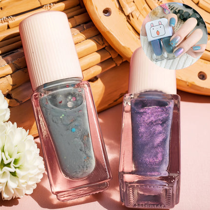 D23 Blue Dream 2-Bottle Set Nail Polish No-Bake Quick-Dry Long-Lasting Peelable Water-Based Triple Color Nail Polish