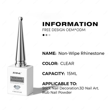 JTING 1pc 3D Nail Art Non Wipe Rhinestone Gel 15ml Clear Gel Polish Nails Salon Professional Products