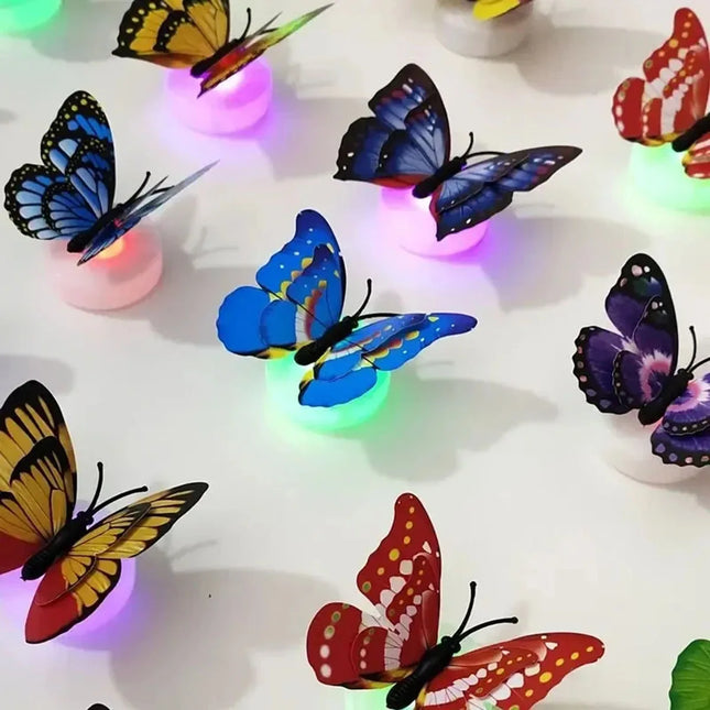 Ranpo Hot Butterfly Night Light Creative Funny Colorful Glowing Butterfly Light Stickable DIY LED Home Decorative Wall Lights