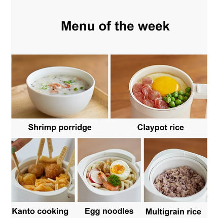 300W Smart Rice Cooker Multi-function Ceramic Non-stick Fast Electric Cook Pot 800ml Portable Electric Lunch Box For 1~2 People
