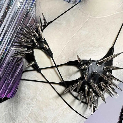 Gothic Emo Punk Women's Spiked Grunge PU Leather Tank Top Y2K Alternative 90s Vkei Studded Cyber Goth T-shirt 2000s ALT Clothing