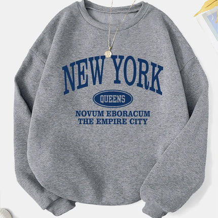 New York Fashion Letter Print Sweatshirt Crew Neck Hooded Casual Sweatshirt for Winter and Fall Women Clothing