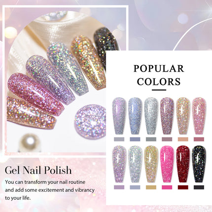8/12pcs Glitter Gel Nail Polish Set Sparkling Glitter Semi Permanent Soak Off UV Gel Varnish Manicure With Box DIY Nail Supplies
