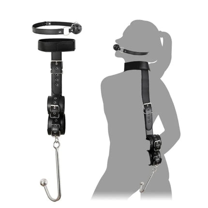 BDSM Training Bondage Belt Gag Backhand Buckle Leather Bondage Gothic Style Fetish Handcuffs Metal Anal Plug Sex Toys Unisex