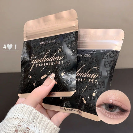 MAGIC CASA 12 Color Capsule Eyeshadow Set Highlighting and Crouching Eyeshadow Non-Smudging Eye Contour Set