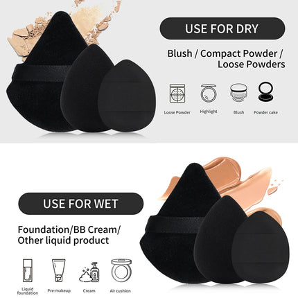 MAANGE 1PCS Foundation Makeup Brush with 9PCS Makeup Puff Contour Blush Makeup Brush Triangle Powder Puff Soft Finger Sponge