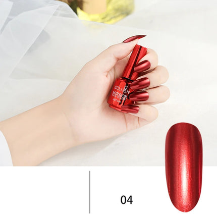 12 Colors Mirror Polish Long-lasting Quick-drying Metallic Silver Purple Rose Gold Nail Polish, Non-Peeling Nail Gel Varnish