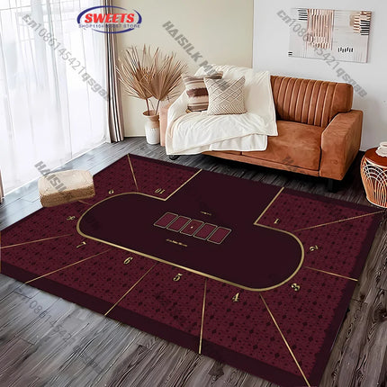 1PC Texas Poker Theme Carpet Living Room Bedroom Sofa Balcony Rug, Entrance Door, Durable Machine Washable Mat Gift for Friends