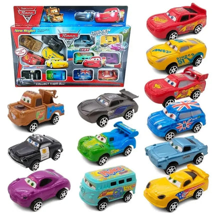 12pcs/Set Disney Pixar Cars Lightning McQueen Jackson Storm Mater PVC Model Back-Force Car Toy For Kids Festival Gift Set **&