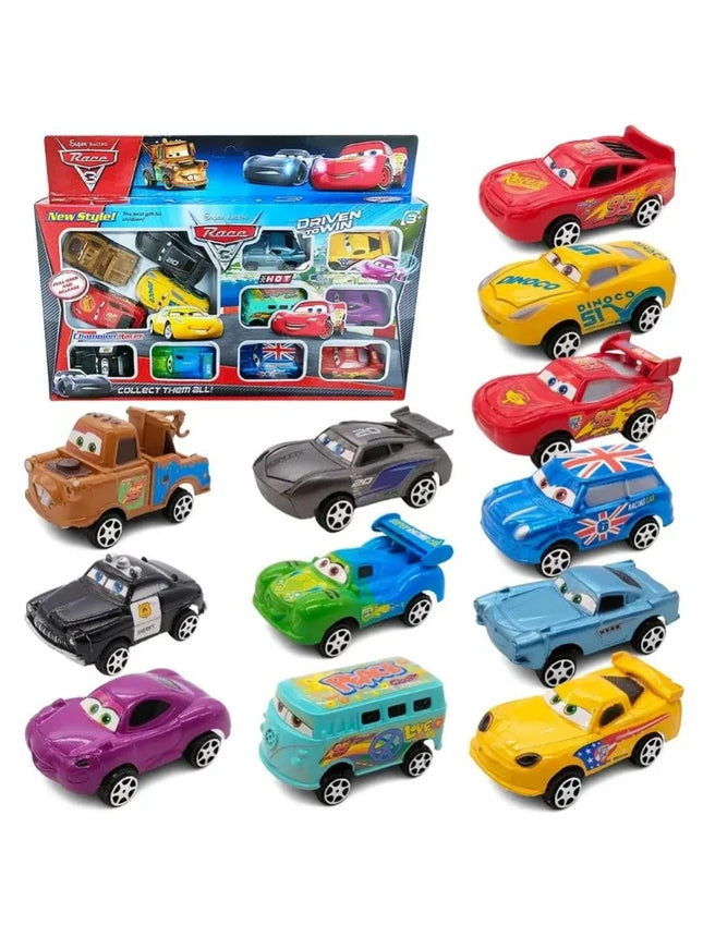 12pcs/Set Disney Pixar Cars Lightning McQueen Jackson Storm Mater PVC Model Back-Force Car Toy For Kids Festival Gift Set **&