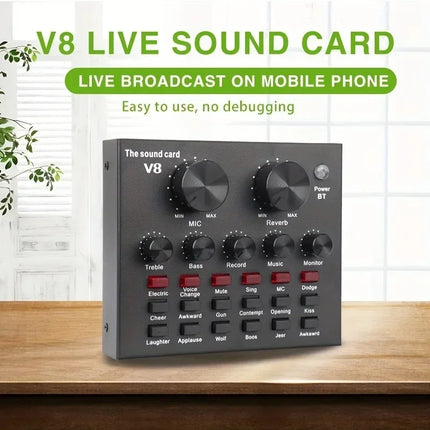 V8 V8S V8SK Audio Mixer USB External Headset Microphone Webcast Personal Live Broadcast Sound Card For Phone Computer