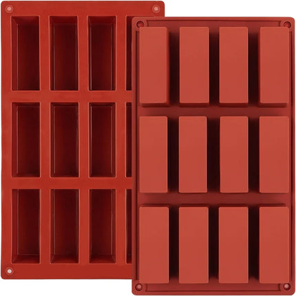 Granola Bar Mold, Rectangle Silicone Candy Molds for Baking Energy Bars Chocolate Bar Mold 12-Cavity Butter Mould