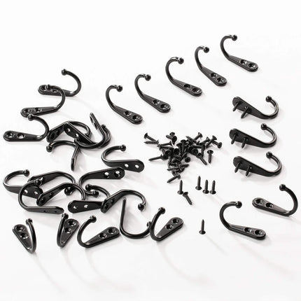 1-50 Set Alloy Hooks with Screws Wall Mounted Hanging Hangers for Hanging Coats Scarves Bags Towels Keys Caps Cups Hats and More
